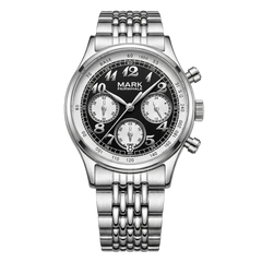 Mark Fairwhale FW-5071 Men's Quartz Watch - minimalist studio lighting, polished metallic texture, seamless clean background