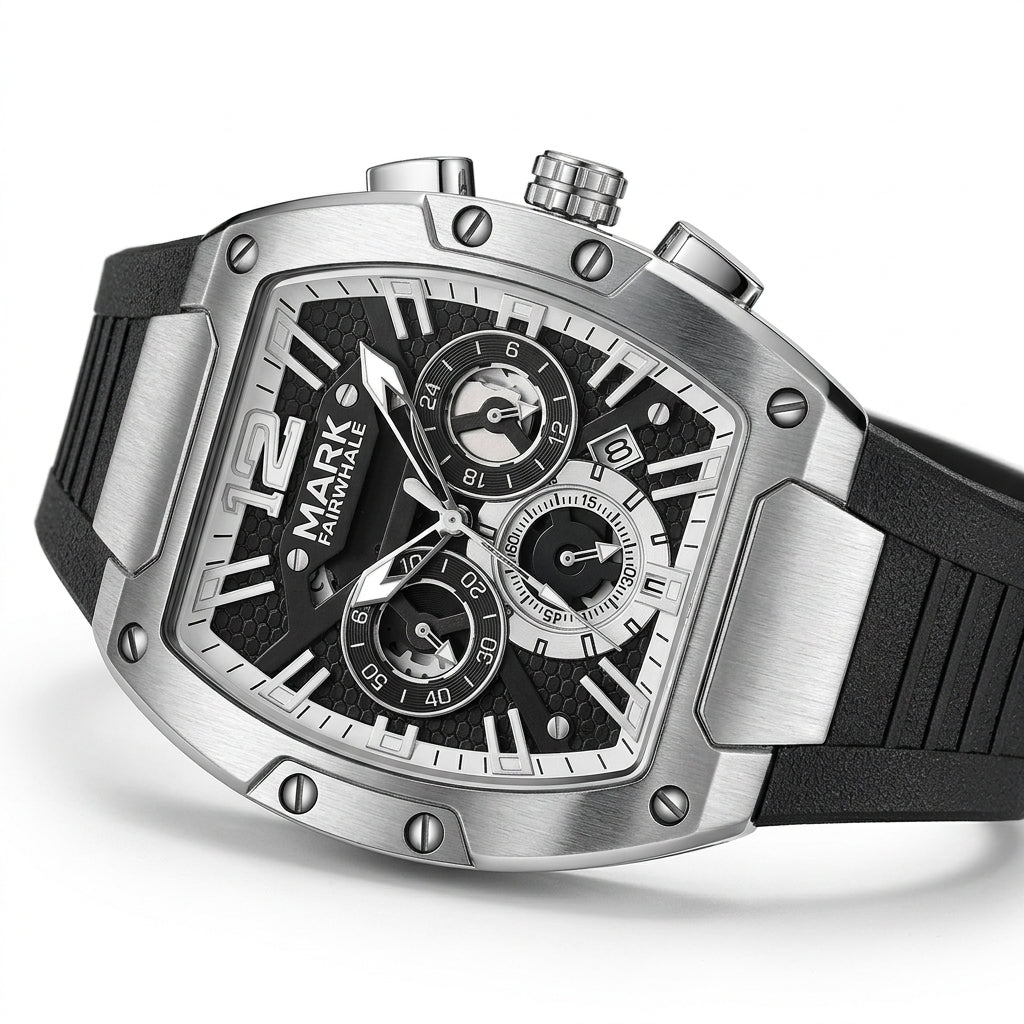 Mark Fairwhale FW-5950 Me - Back view, case engraving, watch strap connection