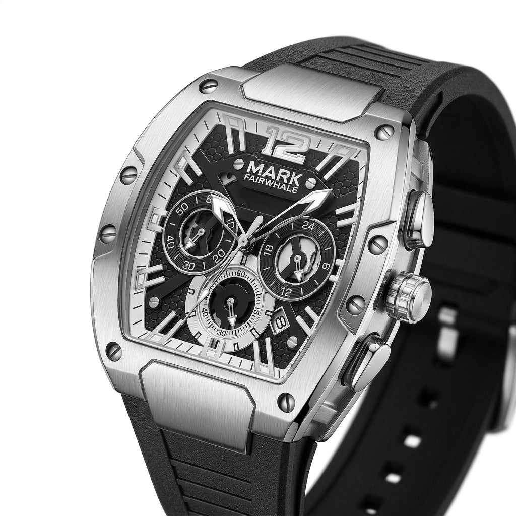 Mark Fairwhale FW-5950 Me - Lifestyle shot, casual attire, watch accent