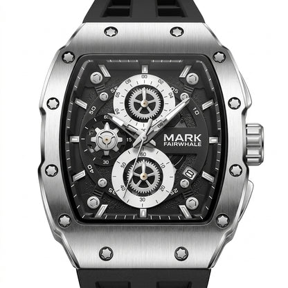 MARK FAIRWHALE FW-5980 - Watch face detail, subdials and logo