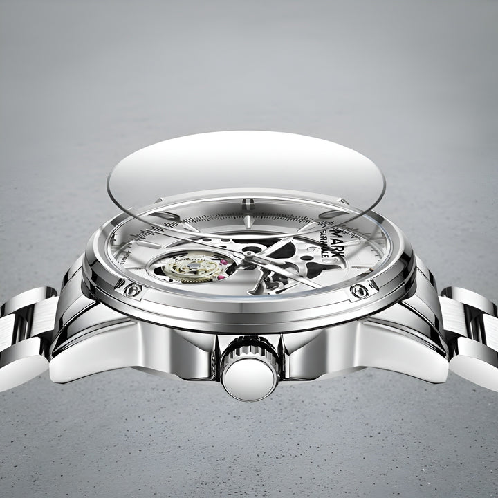 Mark Fairwhale FW-6033 Knight Vector automatic mechanical watch side profile showing case thickness and crown detail