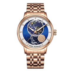Mark Fairwhale FW-6049 Automatic Mechanical Watch - polished gold, studio lighting, minimalist backdrop
