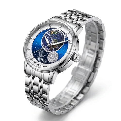 Mark Fairwhale FW-6049 Automatic Mechanical Watch - gold mechanical watch, luminous dial, minimal studio lighting