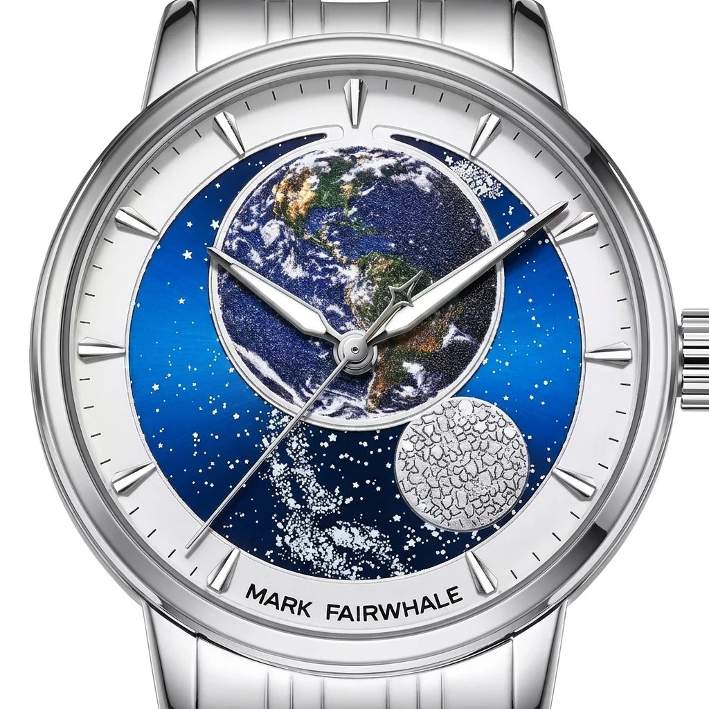 Mark Fairwhale FW-6049 Automatic Mechanical Watch - gold mechanical wristwatch, soft studio lighting, minimalist background