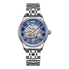 Mark Fairwhale FW-6054 Auto Skeleton Watch - polished gold timepiece, studio lighting, shadowless background
