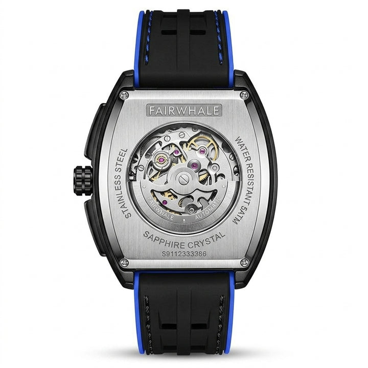 Mark Fairwhale Galaxion - Watch case back, engraved details, studio shot, luxury