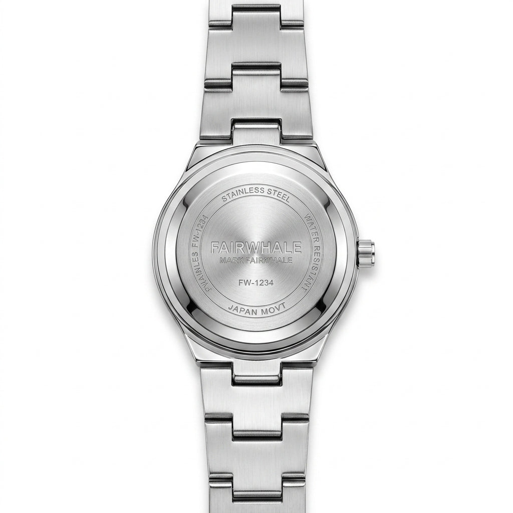 Mark Fairwhale FW-3820 - Watch Case Back, Engraved Details, White Background