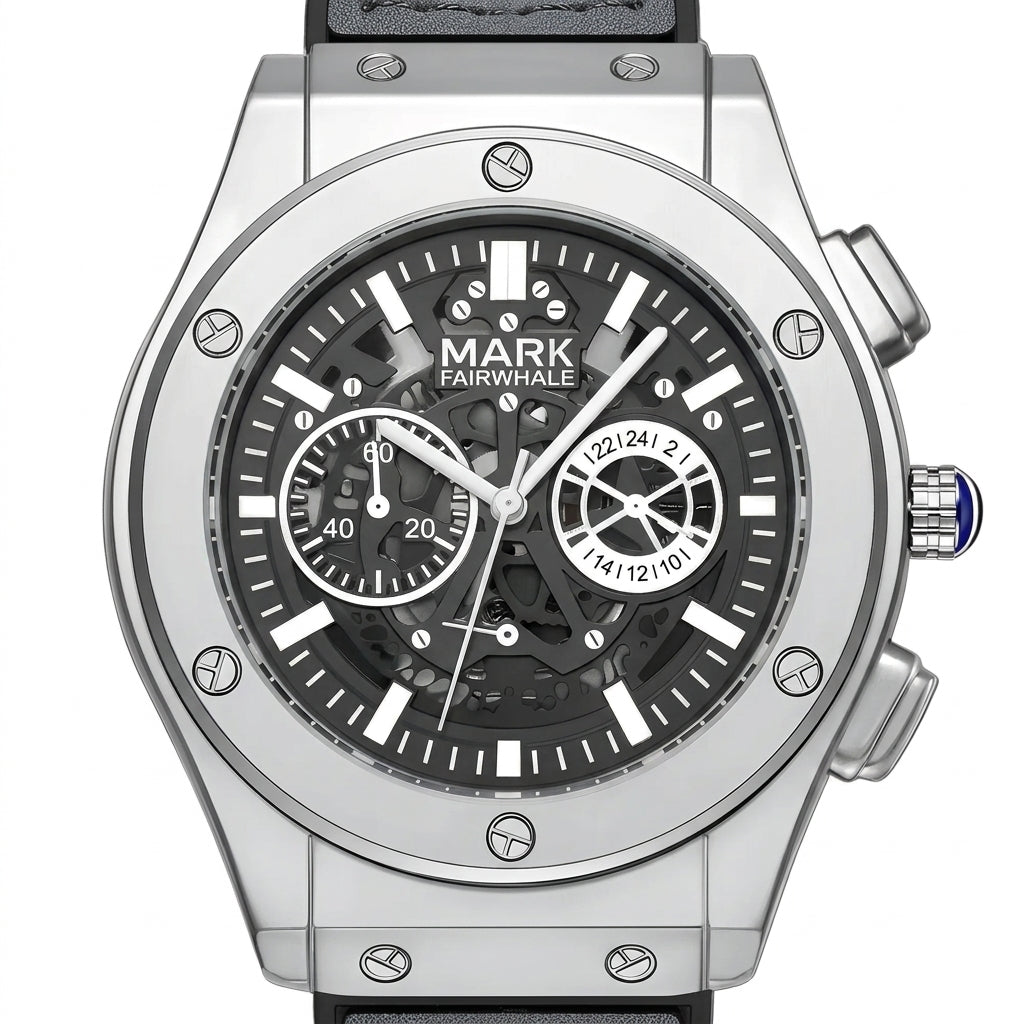 MARK FAIRWHALE FW-5023 Me - Watch Dial, White Background, Macro Shot