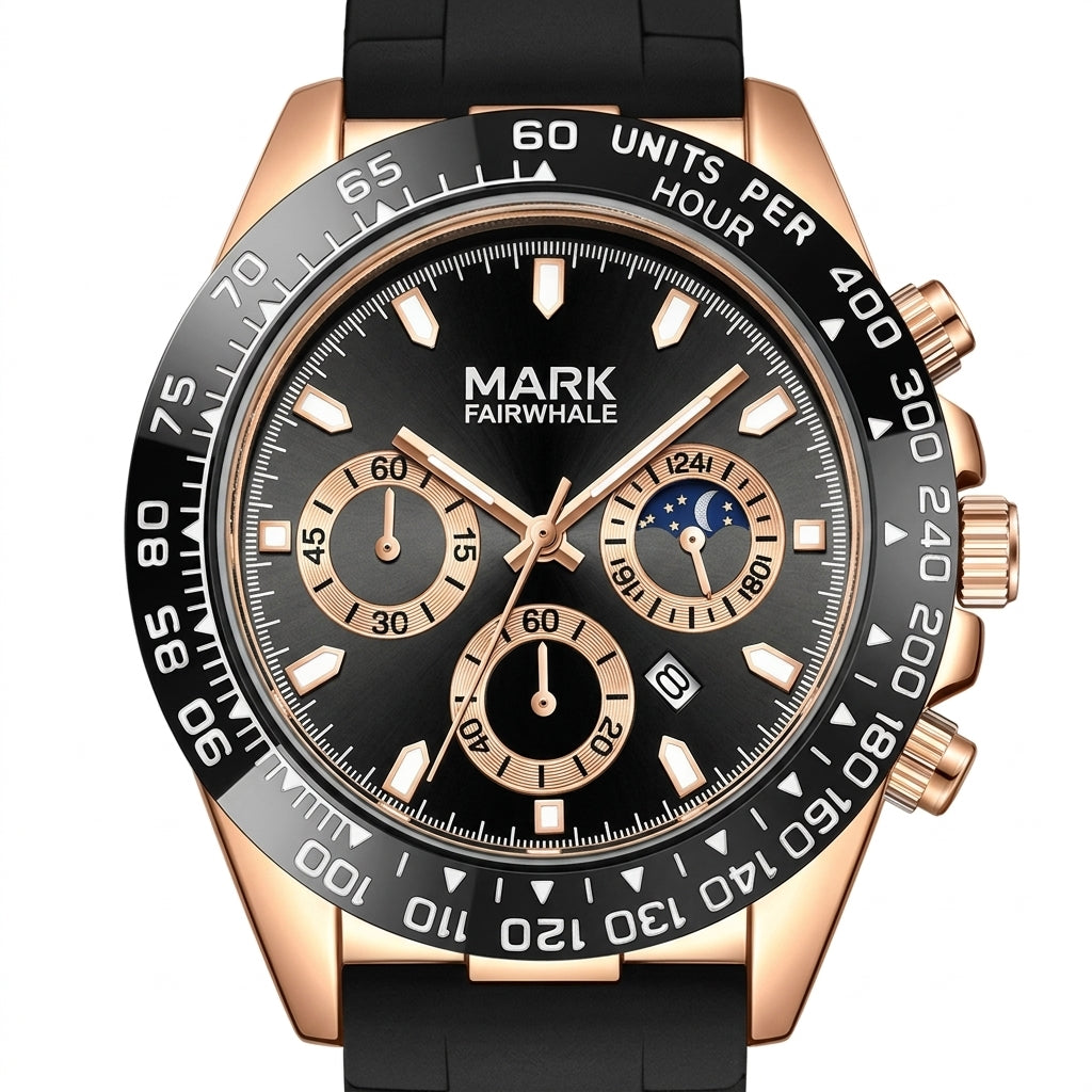 MARK FAIRWHALE FW-5033 QU - Luxury Watch Dial, White Background, Studio Shot