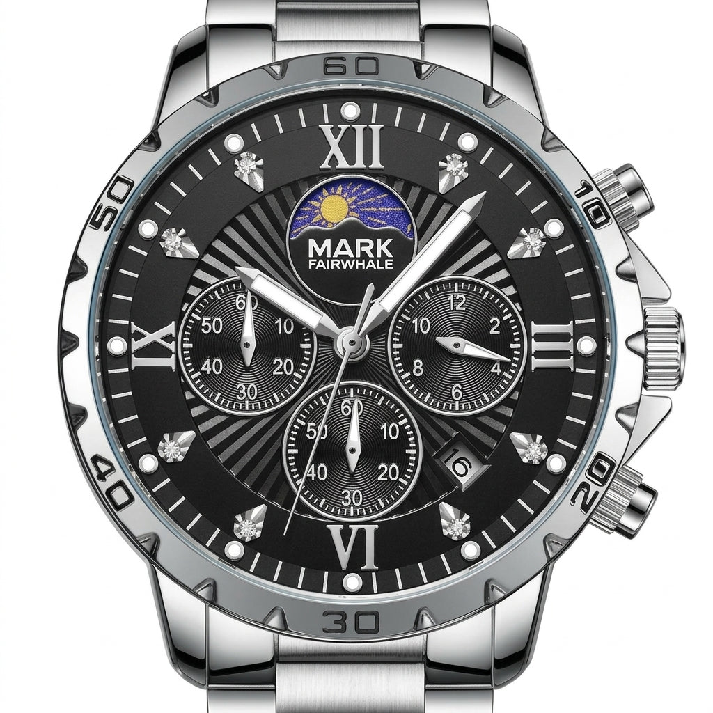 Mark Fairwhale FW-5048 Me - watch dial macro, luxury design, white background