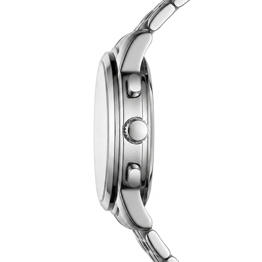 Mark Fairwhale FW-5058 Me - luxury watch side profile, metal, white background, studio shot