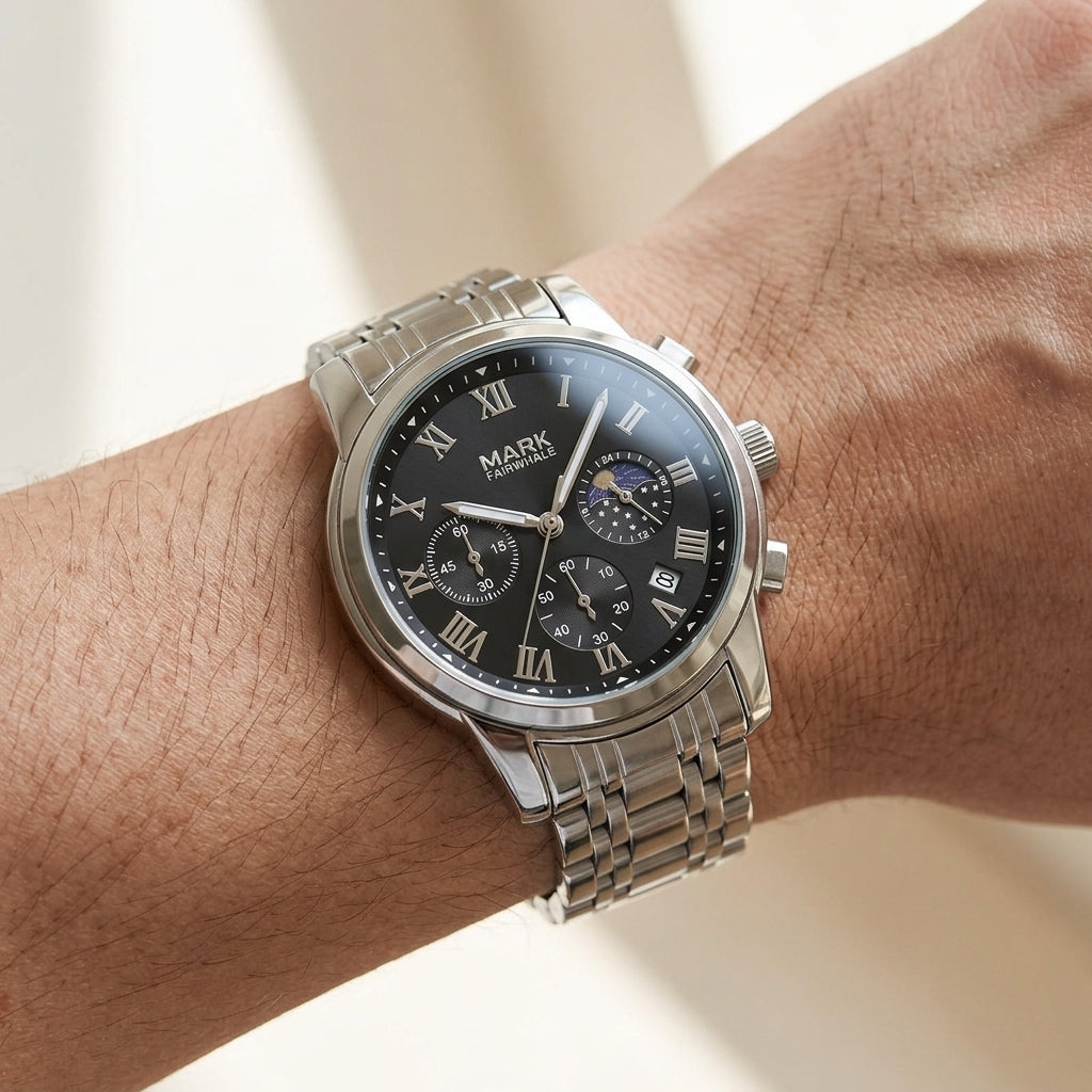 Mark Fairwhale FW-5058 Lu - wristshot, luxury, close-up, photorealistic