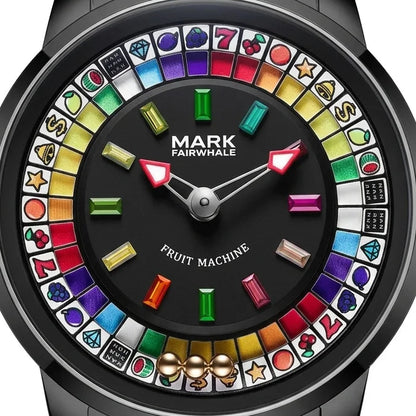 Mark Fairwhale FW-5086 Qu - Macro dial view, luxury detail, crisp, white background