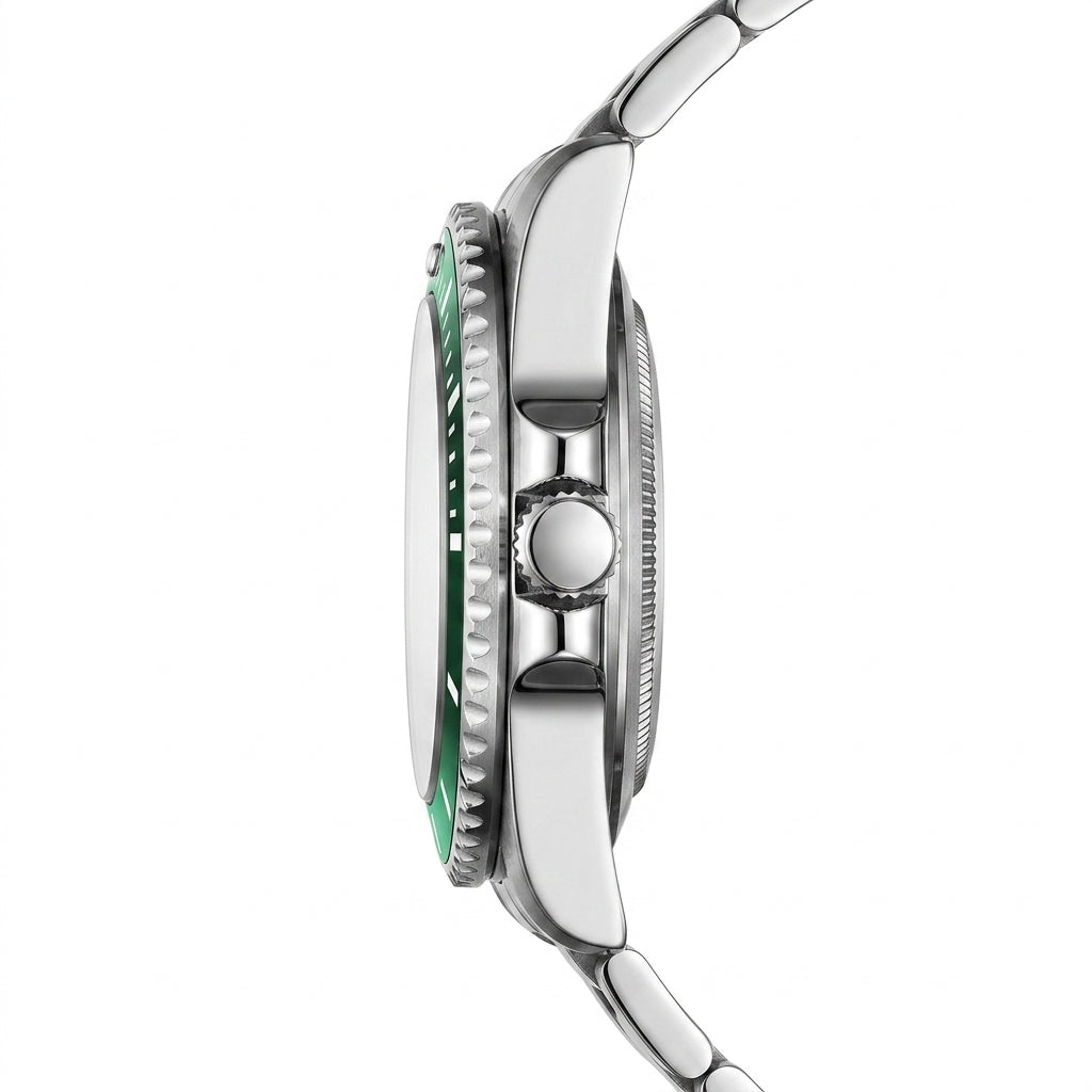 Mark Fairwhale FW-5790 Gr - luxury watch profile, metal edges, white background.
