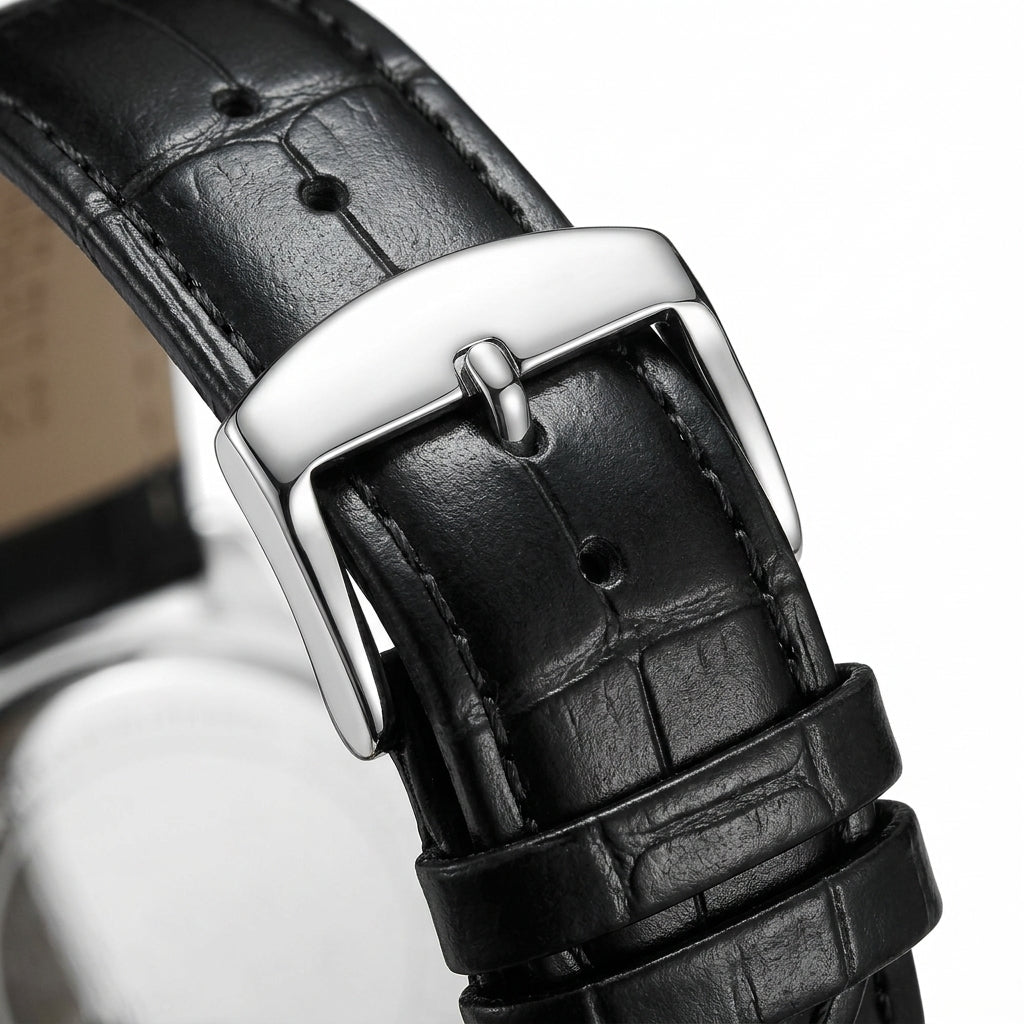 Mark Fairwhale FW-5870 Me - Leather Strap, Metal Buckle, Macro Detail