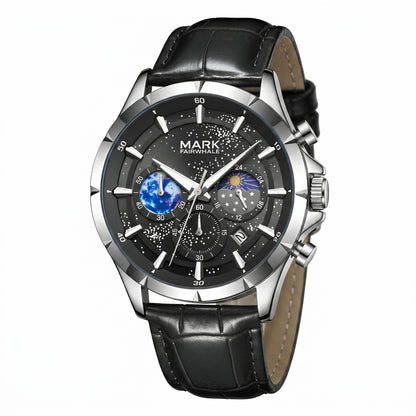 Mark Fairwhale FW-5870 Me - luxury watch, stainless steel, white background, close-up