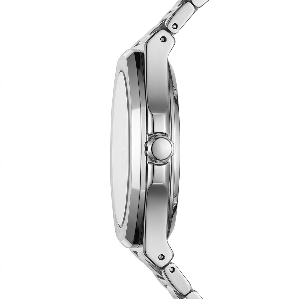 Mark Fairwhale FW-5890 Bu - luxury watch side profile, metal case, white background