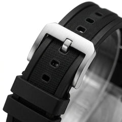 Mark Fairwhale FW-5960 BA - leather strap, metal buckle, macro detail