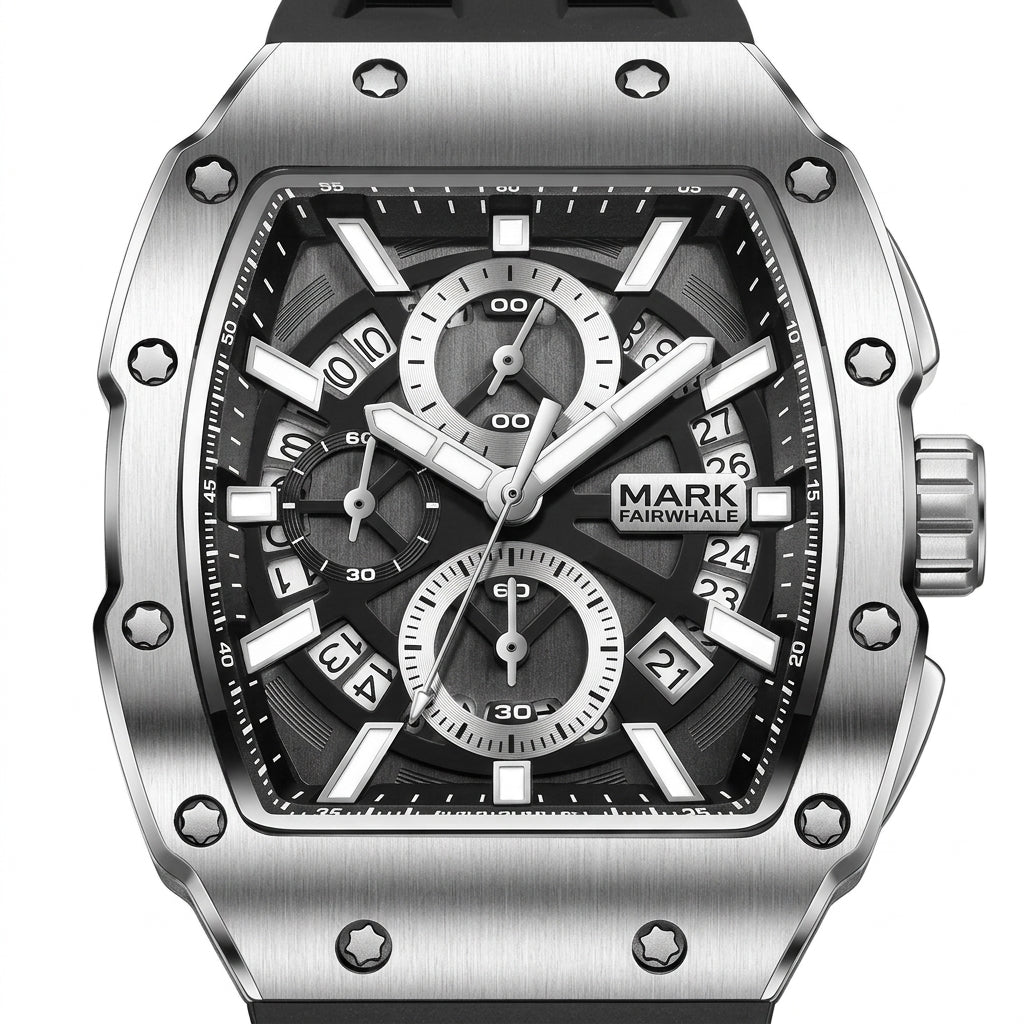 Mark Fairwhale FW-5960 BA - luxury watch dial, macro, white background