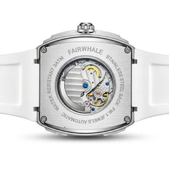 Mark Fairwhale FW-6002 Sk - watch case back, engraved details, studio photography