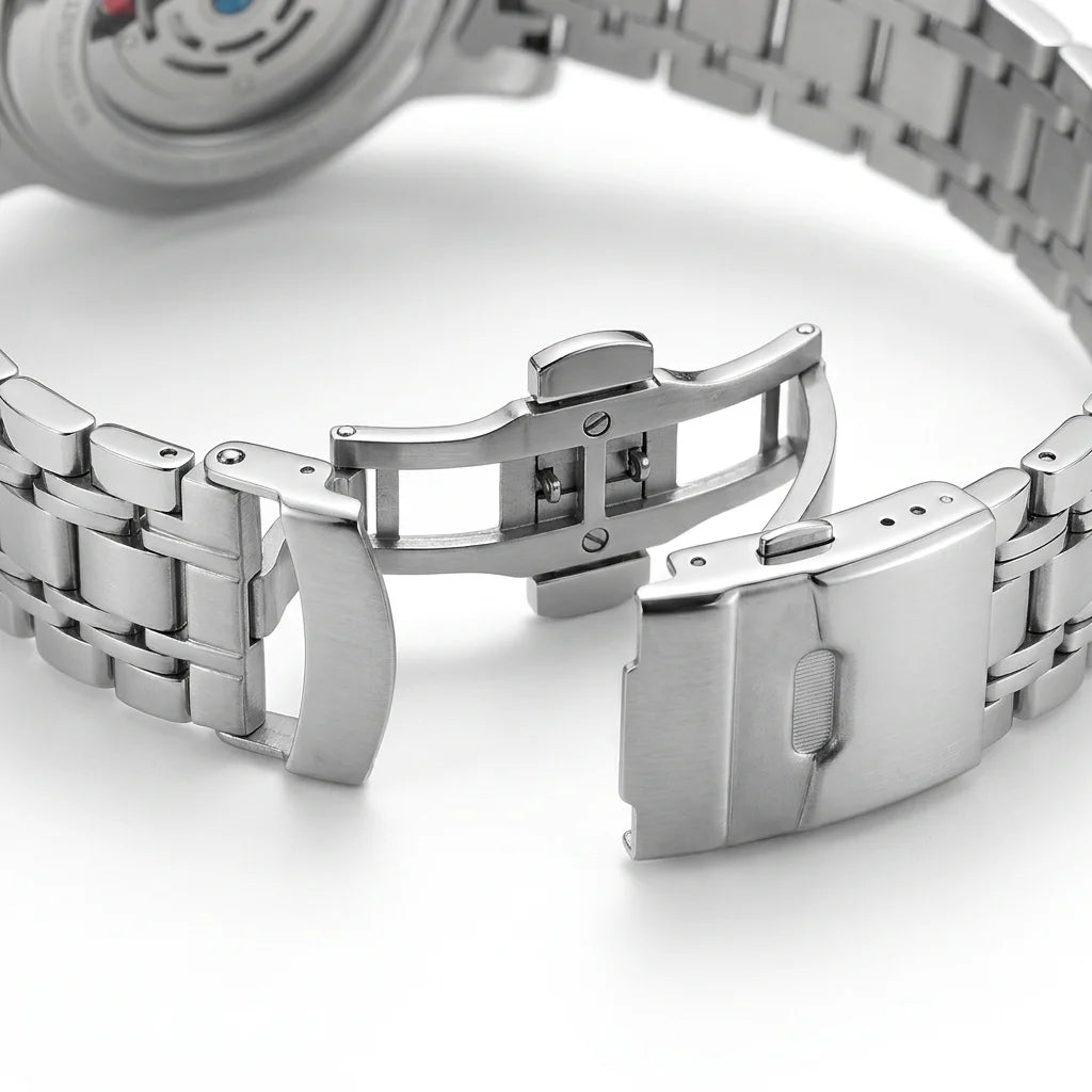 MARK FAIRWHALE FW-6018 Me - leather strap, metal buckle, macro detail