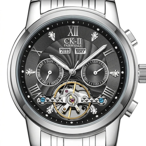 Mark Fairwhale FW-6028 Hi - macro dial, sharp details, luxury aesthetic, white background