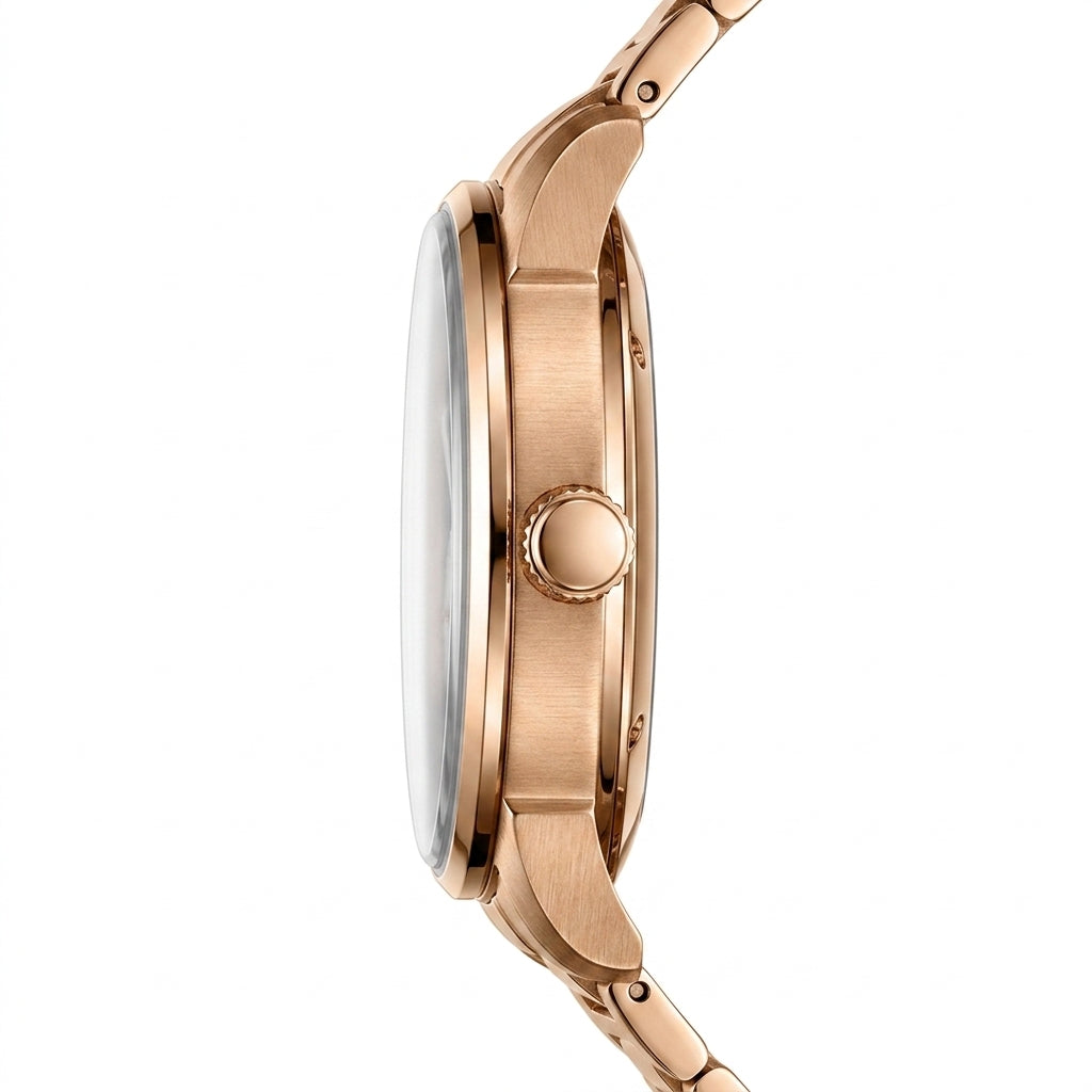 Mark Fairwhale FW-6038 Au - gold-tone luxury watch, side profile, precision