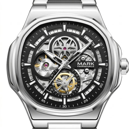 MARK FAIRWHALE FW-6043 Sk - watch dial, macro detail, luxury steel