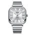Mark Fairwhale IONIRUS silver automatic men’s square watch with Roman numeral dial and stainless steel bracelet