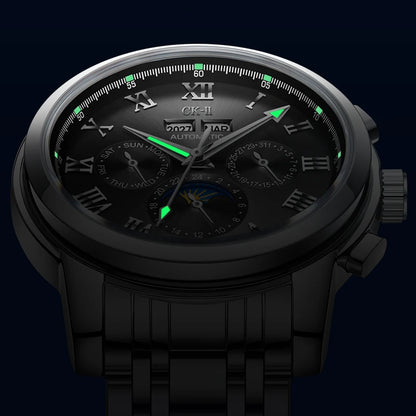 Mark Fairwhale LUNARIX FW-6018 men’s automatic chronograph watch with luminous hands and moon phase.