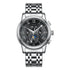 Mark Fairwhale LUNARIX FW-6018 men’s automatic chronograph watch with moon phase and stainless steel strap – black dial