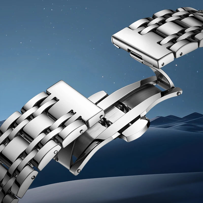 Mark Fairwhale LUNARIX FW-6018 stainless steel bracelet with secure clasp luxury men’s watch.