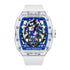 Mark Fairwhale LUXIUM blue transparent tonneau case men’s automatic mechanical watch with rubber strap