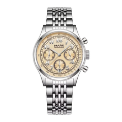 Mark Fairwhale Men's Quartz Watch FW-5071 - seamless studio lighting, shadowless neutral backdrop, minimalist luxury presentation