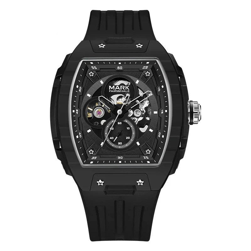 Mark Fairwhale NEXURIS black rubber strap skeleton automatic men’s watch
