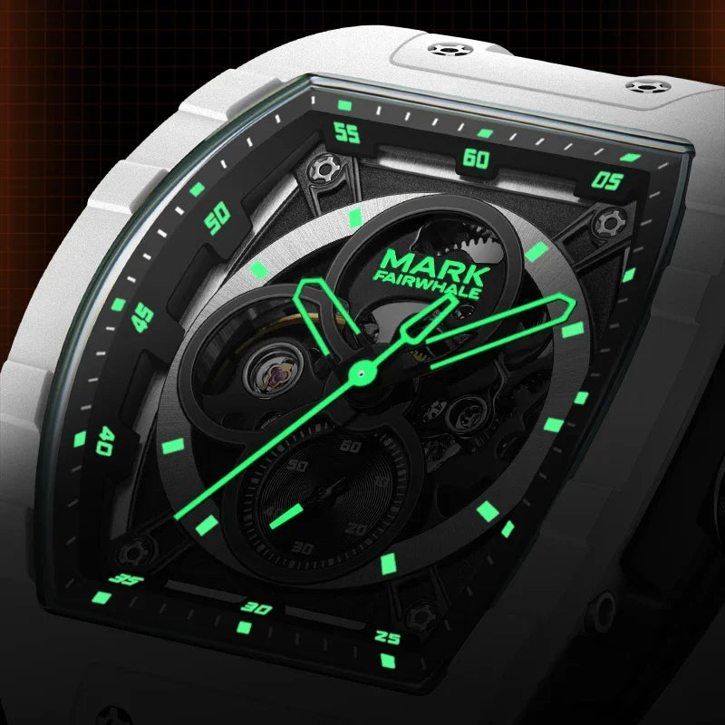 Mark Fairwhale NEXURIS men’s skeleton automatic watch with luminous dial