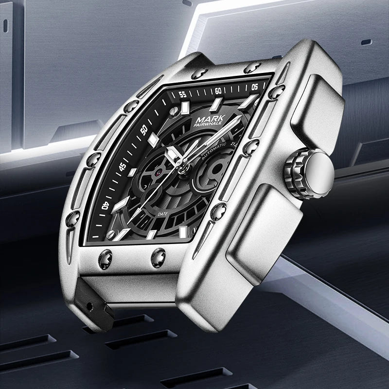 Mark Fairwhale SKELTOR luxury skeleton automatic watch with bold tonneau design