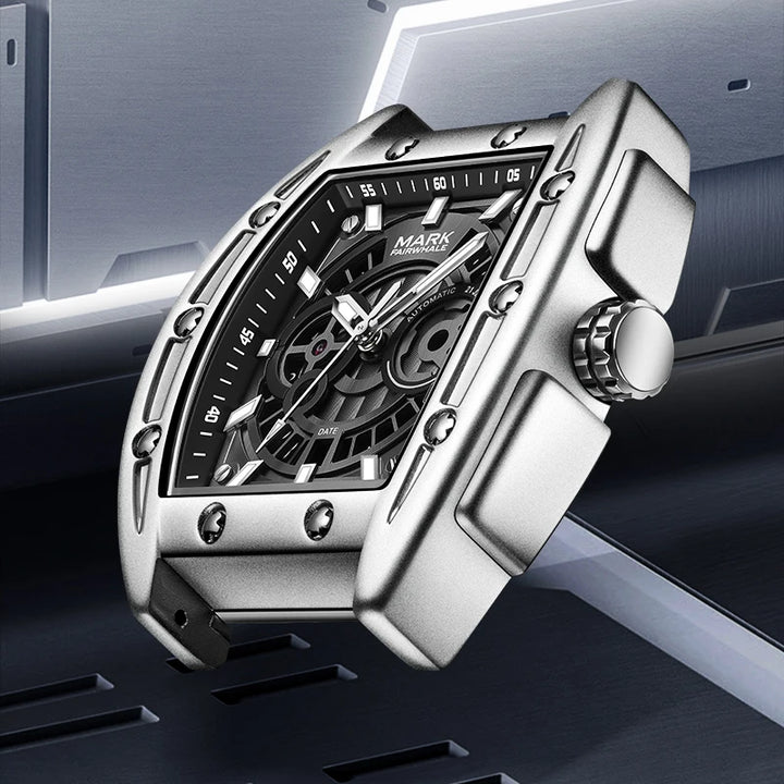 Mark Fairwhale SKELTOR luxury skeleton automatic watch with bold tonneau design