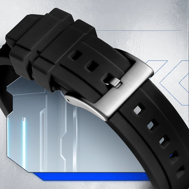 Mark Fairwhale SKELTOR men’s watch with durable black rubber strap and stainless steel buckle