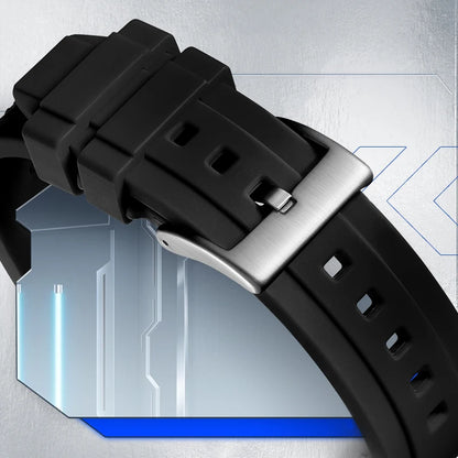 Mark Fairwhale SKELTOR men’s watch with durable black rubber strap and stainless steel buckle