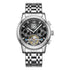 Mark Fairwhale 6980 VALTOR men’s skeleton tourbillon watch with black dial, stainless steel bracelet and full calendar – luxury automatic watch