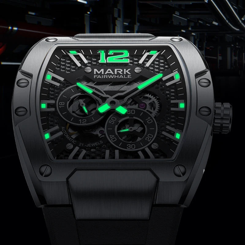 Mark Fairwhale VELTROX luminous chronograph hands glowing in the dark