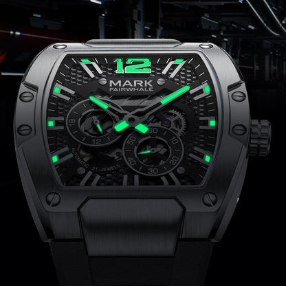 Mark Fairwhale VELTROX luminous chronograph hands glowing in the dark