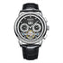 Luxury Fairwhale XAUREO men’s skeleton tourbillon automatic watch with black leather strap and complete calendar