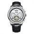 Fairwhale XAUREO white dial men’s automatic skeleton tourbillon watch with leather strap and complete calendar