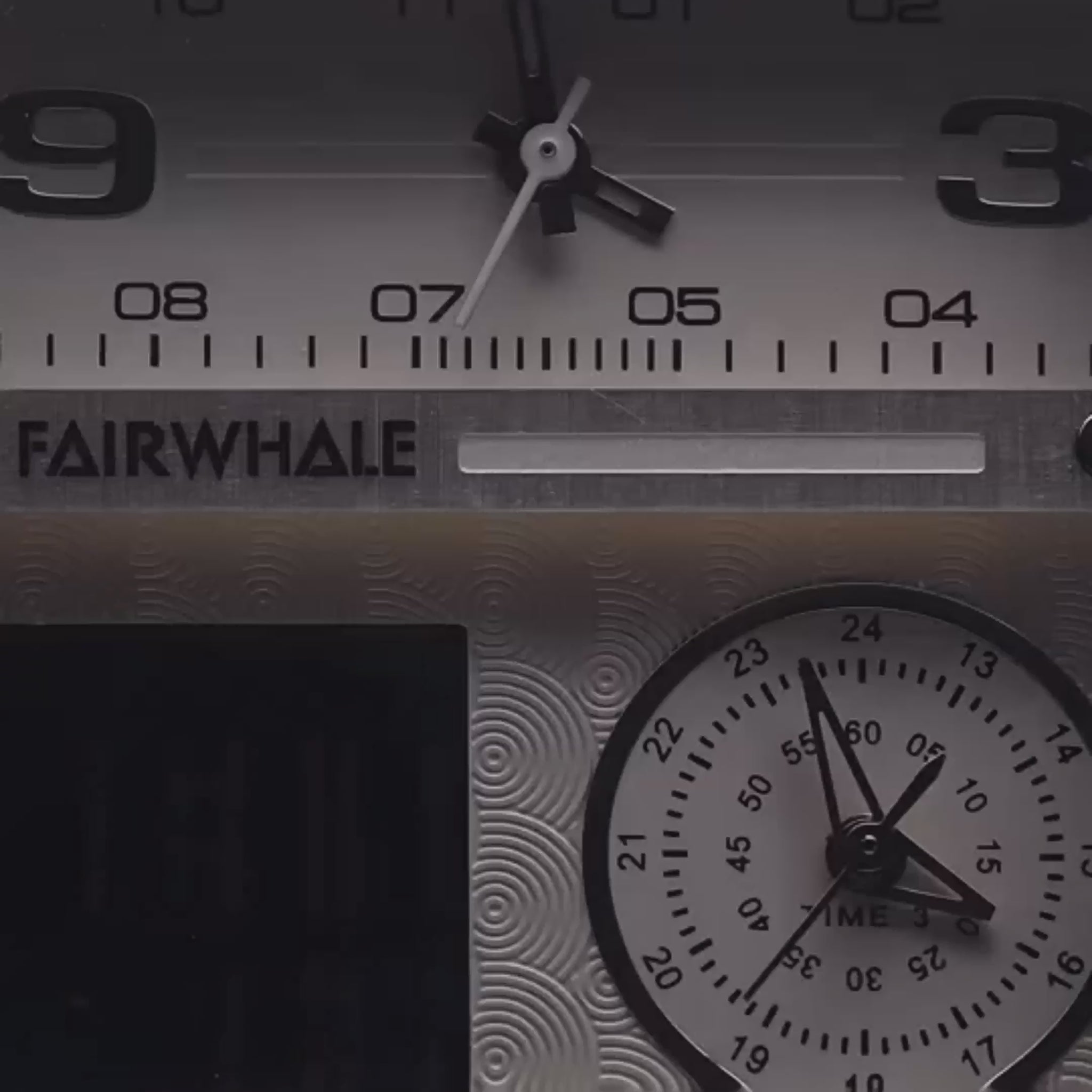 Mark Fairwhale TRICHRON FW-4270 quartz watch with LED digital display, leather strap, and waterproof design