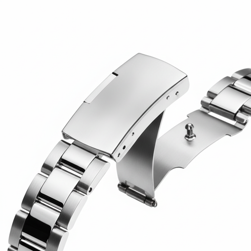 stainless steel watch clasp deployment buckle close up luxury detail