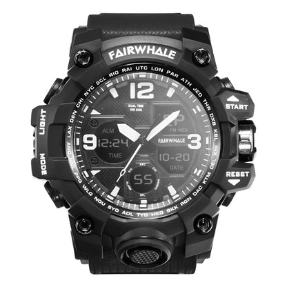Front view of the Mark Fairwhale FW-4230 ROGUEFORCE tactical electronic watch in black.