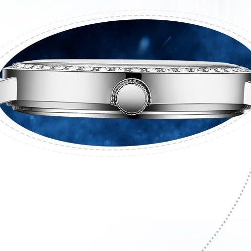 Luxury fashion watch Mark Fairwhale FW-3400 LUNAR with blue galaxy dial and diamond-style crystals