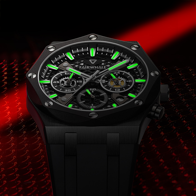 Mark Fairwhale 5660 VLARIL men’s chronograph watch with black octagonal case and luminous dial